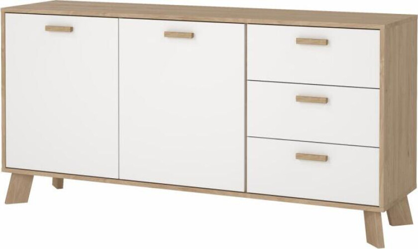 TVILUM Ikast Skjenk 2 dører + 3 skuffer, Jackson Hickory/Hvit, 147,2 x 39,1 x 73 cm