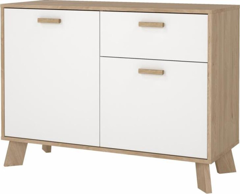 TVILUM Ikast Skjenk 2 dører + 1 skuff, Jackson Hickory/Hvit, 98,7 x 39,1 x 73 cm