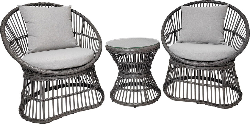 HOUSE NORDIC Loungesett, rotting, grå, inkl. puter