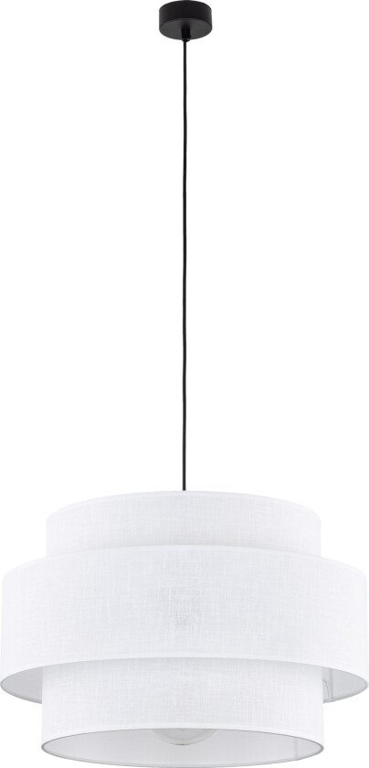 Calisto taklampe - hvitt stoff og sort metall