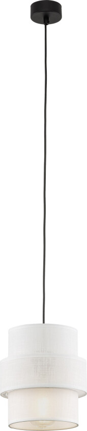 Calisto taklampe - hvitt stoff og sort metall