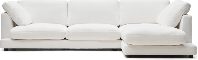 LAFORMA Gala 4-manns sofa, med høyre sjeselong - hvitt stoff (300cm)