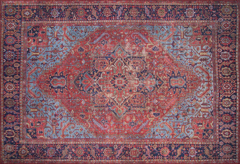 TEPPI Blues teppe, m. mønster, rektangulært - flerfarget polyester (210x310)
