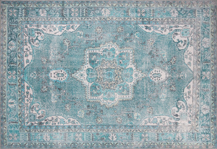 TEPPI Blues teppe, m. mønster, rektangulært - flerfarget polyester (210x310)