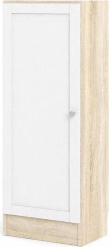 TWILUM Basic bokhylle, m. 1 dør - hvit og eikefarget folie