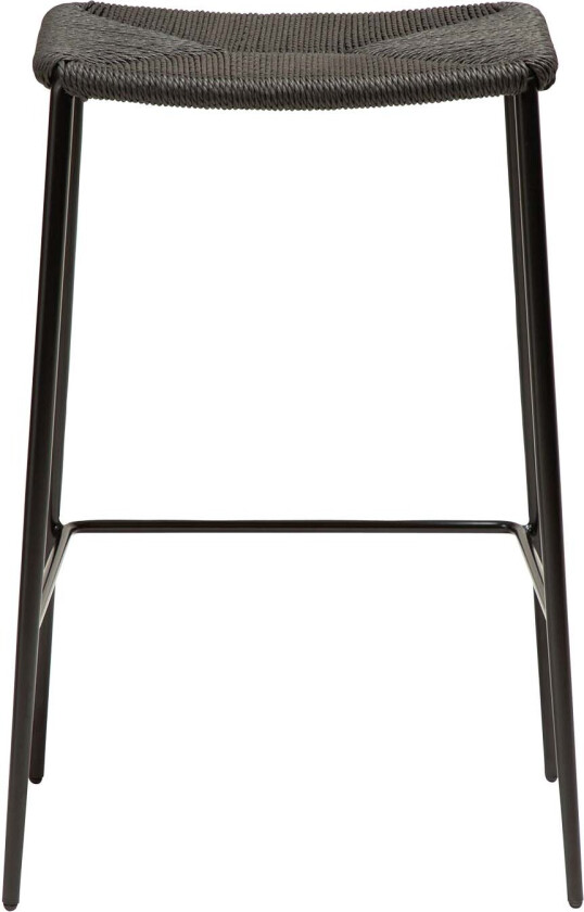 DAN-FORM Stiletto barstol, med fotstøtte - svart papirsnor og sort metall