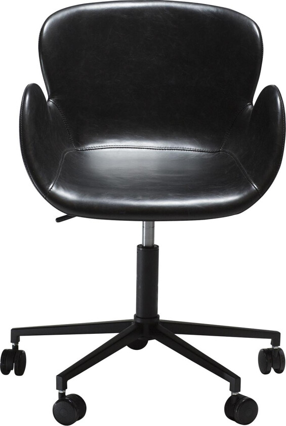 DAN-FORM Gaia kontorstol, med armlener og justerbar høyde - vintage sort kunstskinn og svart stål