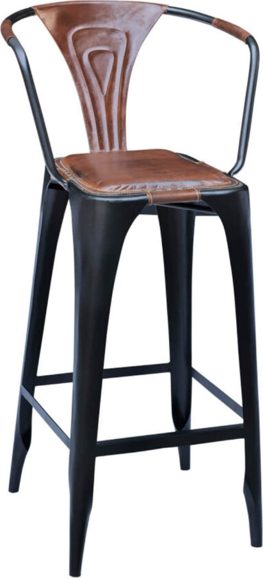 SJÄLSÖ NORDIC barkrakk - cognac/svart skinn/jern, m. armlener