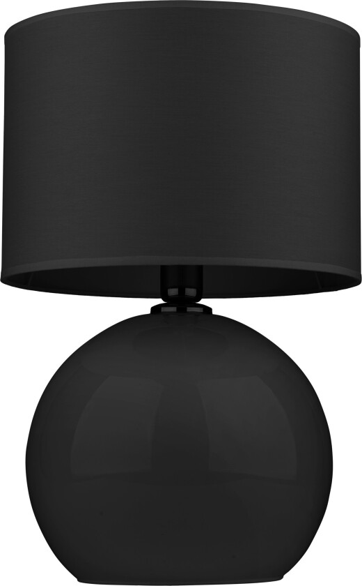 Palla bordlampe - svart stoff og sort glass