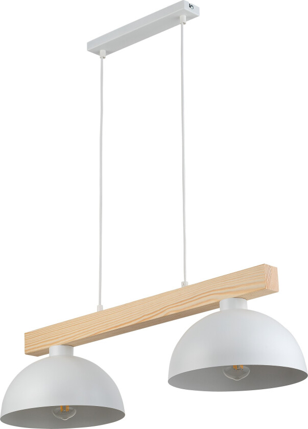 Oslo taklampe, m. 2 skjermer - hvitt metall og tre