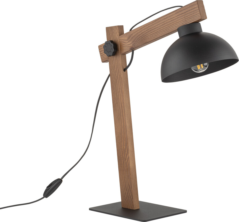 Oslo bordlampe - sort metall og valnøttfarget tre