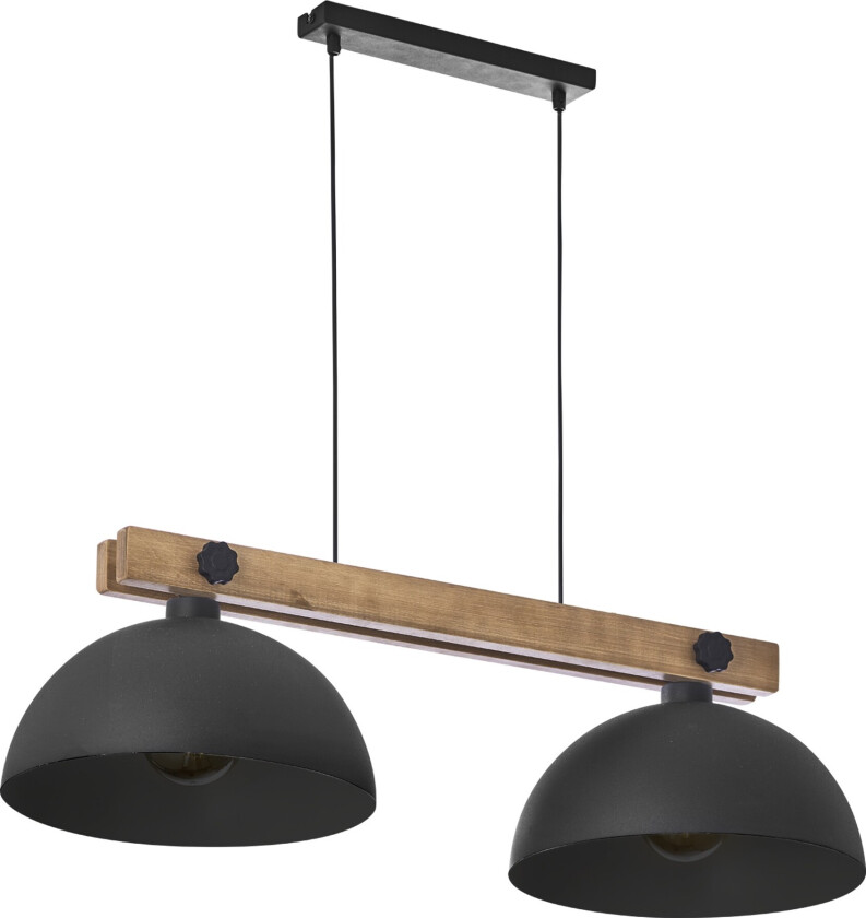 Oslo taklampe, m. 2 skjermer - svart metall og tre