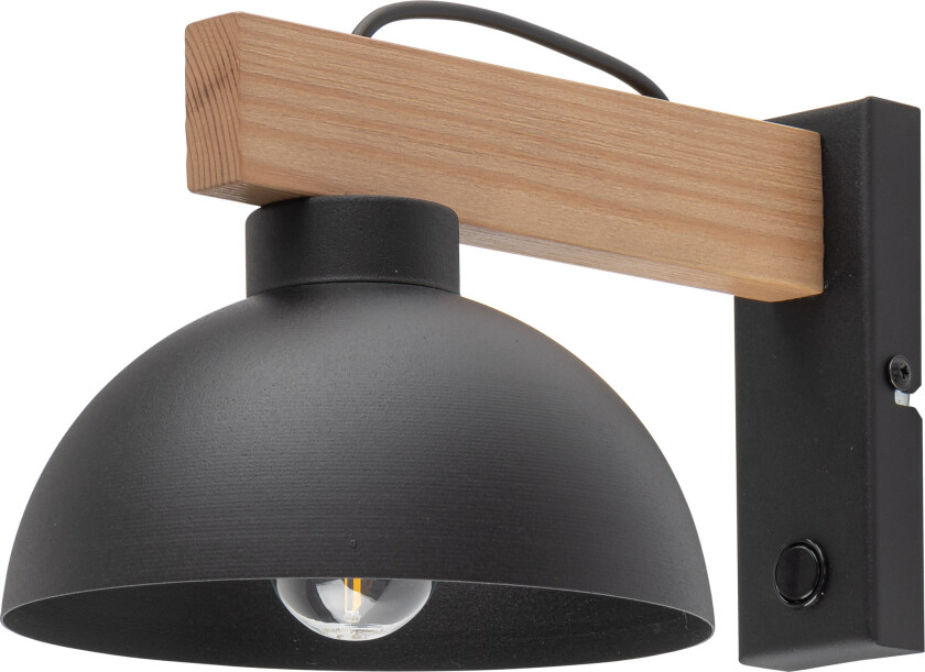 Oslo vegglampe - svart metall og tre