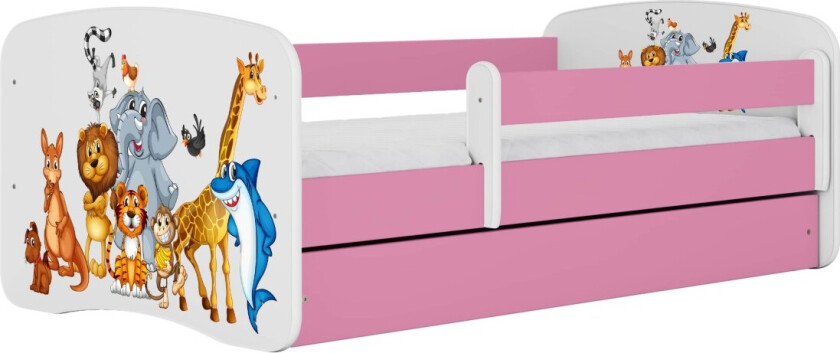 KOCOT KIDS Seng babydrømmer rosa dyr med skuff med madrass 140/70