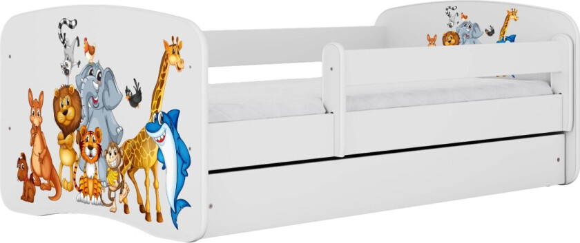 KOCOT KIDS Seng babydrømmer hvite dyr med skuff med madrass 160/80