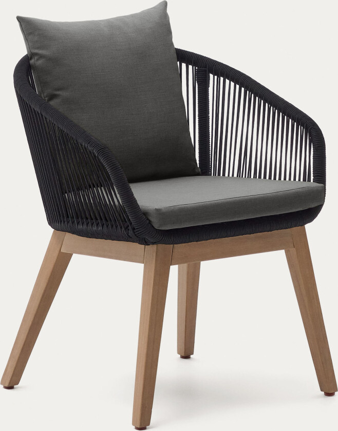 LAFORMA Portalo hagestol, med armlener - svart tau og akasietre