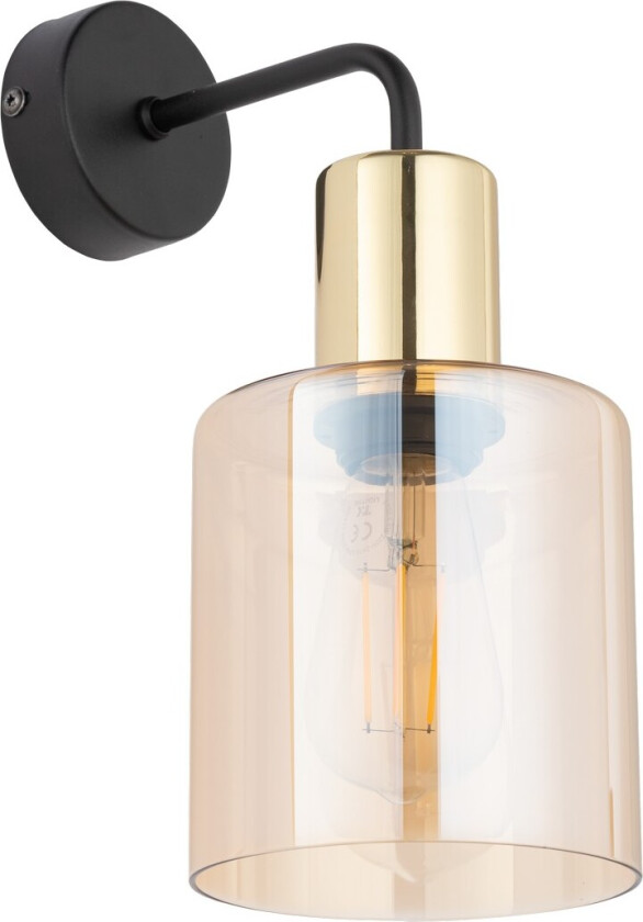 Sierra vegglampe - gult glass og gullmetall