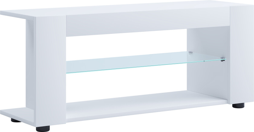 VCM NORDIC Plexalo XL TV-bord, m. 1 glasshylle - hvitt tre (110x30)