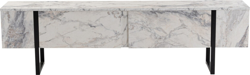 Serenity TV-bord, m 2 dører - Fressia marmor melamin og sort (180x29,5)