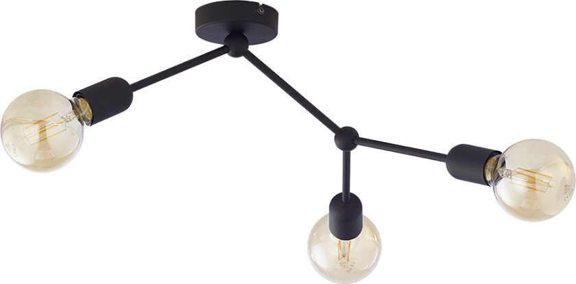 Fantasy taklampe, m. 3 skjermer - glass og sort metall