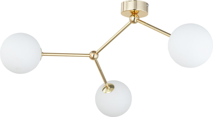 Fairy loftlampe, m. 3 skjermer - hvitt glass og gullmetall