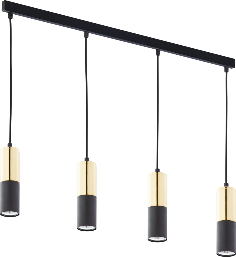 Elite taklampe, m. 4 skjermer - gull og svart metall