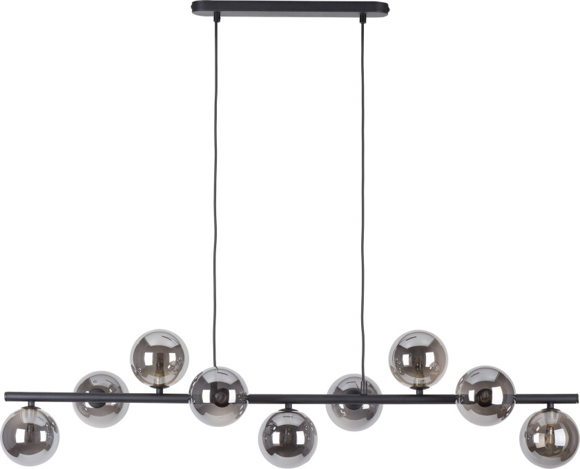 Ester taklampe, m. 9 skjermer - svart glass og metall