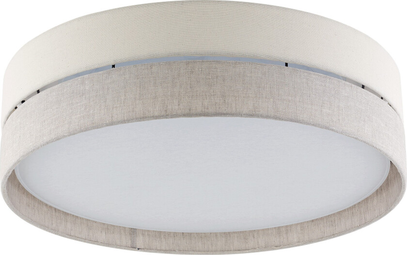 Eco taklampe, rund - naturstoff og hvitt metall