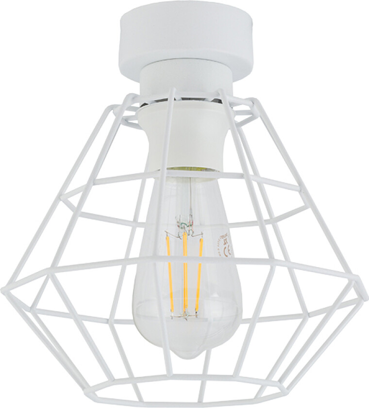 Diamant taklampe M - hvit stål