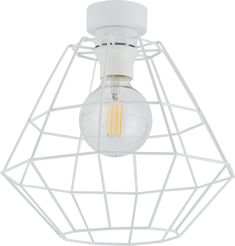 Diamant taklampe D - hvit stål