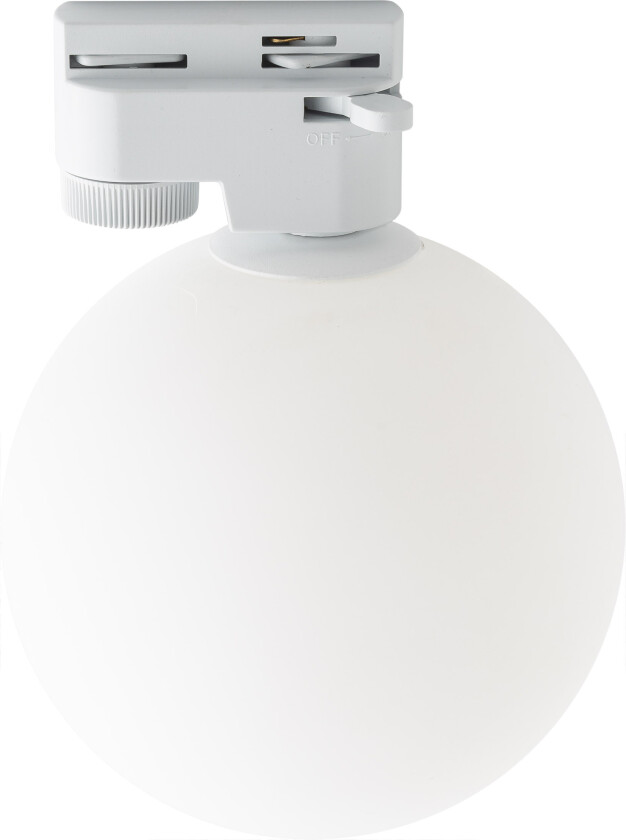 Tracer taklampe - hvitt glass og hvitt metall