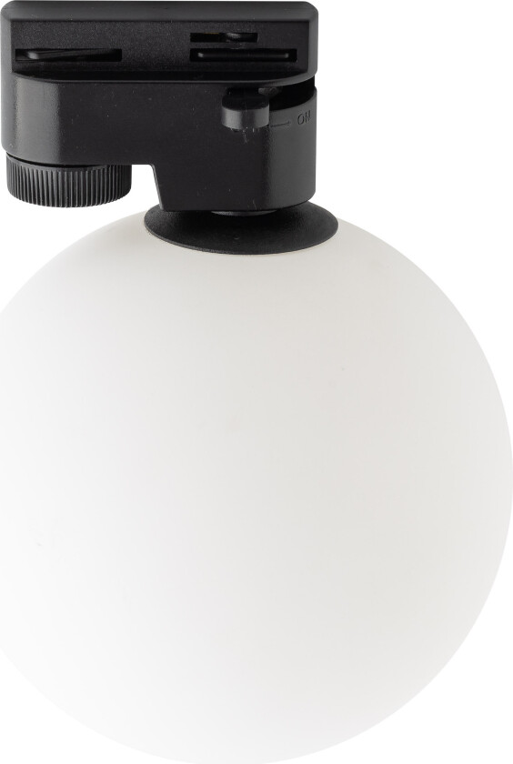 Tracer taklampe - hvitt glass og sort metall