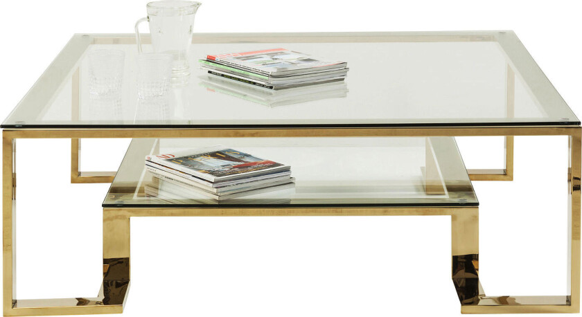 KARE DESIGN Gold Rush salongbord - glassplate og gullstål (120x120)