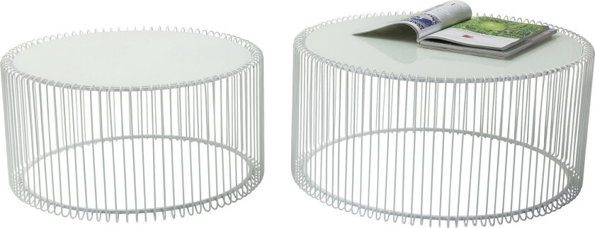 KARE DESIGN Wire White salongbord - hvitt glass/stål, rundt (2/sett)