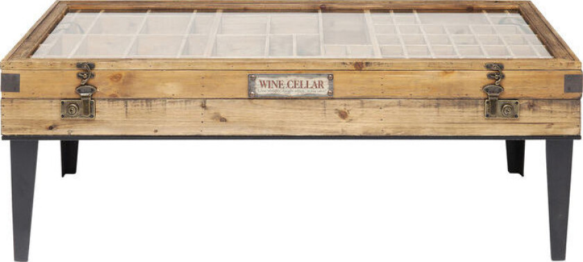 KARE DESIGN Collector salongbord, med oppbevaring - klart glass og naturlig grantre (122x55)