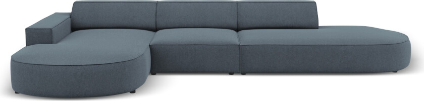 MICADONI Jodie hjørnesofa, venstre, 4 seter - blått stoff og sort plast66x70