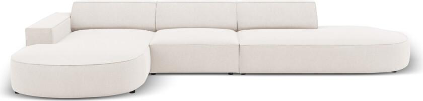 MICADONI Jodie hjørnesofa, venstre, 4 seter - beige stoff og sort plast