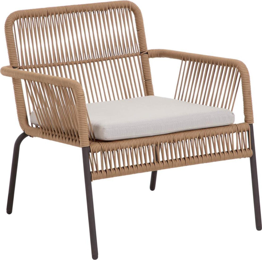 LAFORMA Samanta hagestol, med armlener og beige pute - naturlig tau og stål