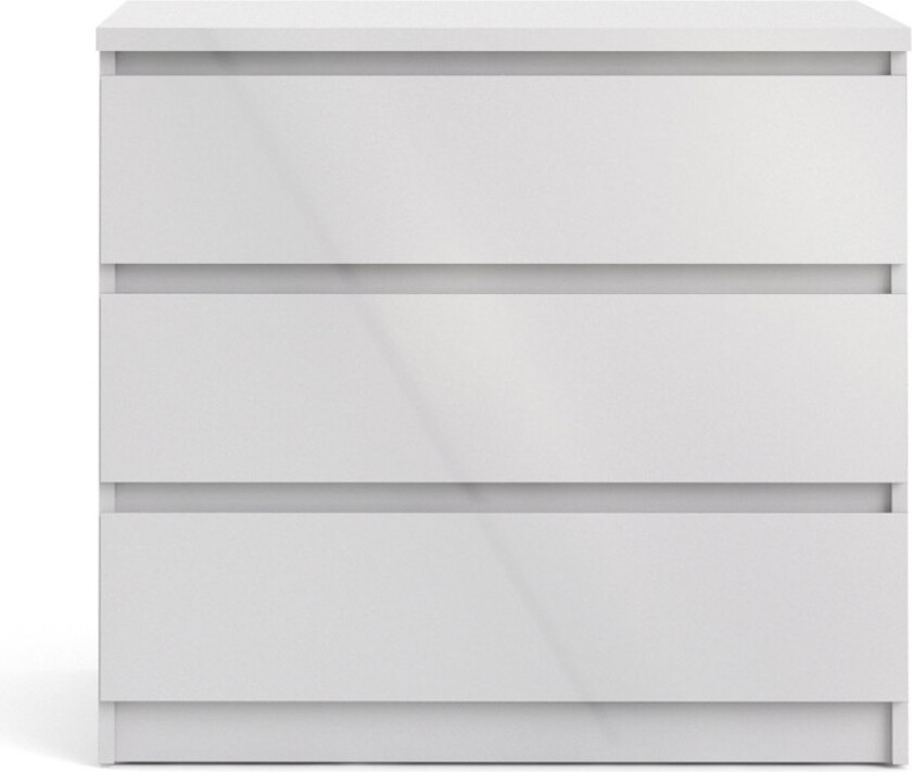 TWILUM Naia kommode - hvit høyglans tre, m. 3 skuffer