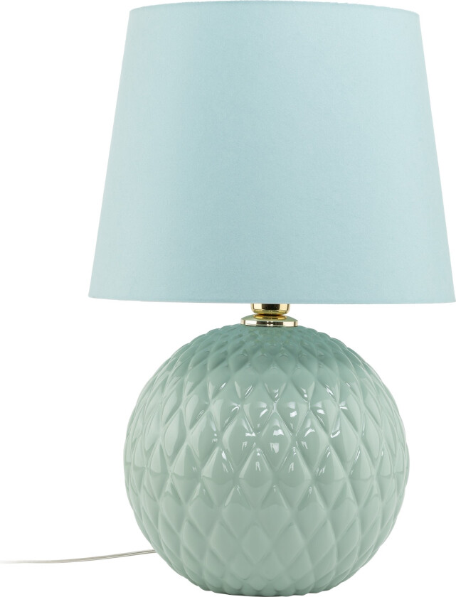 Santana bordlampe - mintgrønt stoff og mintgrønt glass