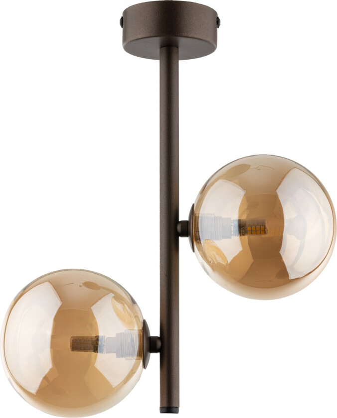 Ester taklampe, m. 2 skjermer - bronseglass og brunt metall