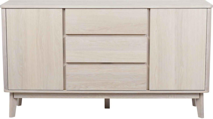 Bilde av ROWICO Yumi skjenk - hvitpigmentert eik, 3 skuffer, 2 dører, 2 hyller