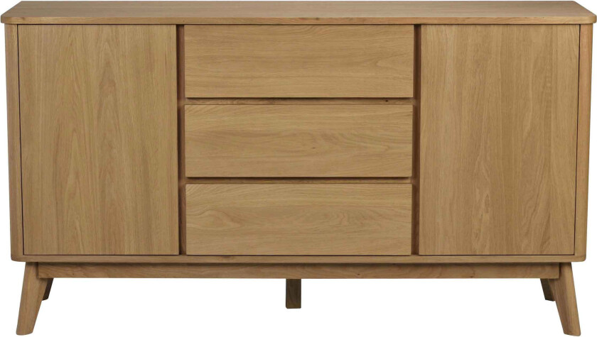 ROWICO Yumi skjenk - lakkert eik, 3 skuffer, 2 dører, 2 hyller