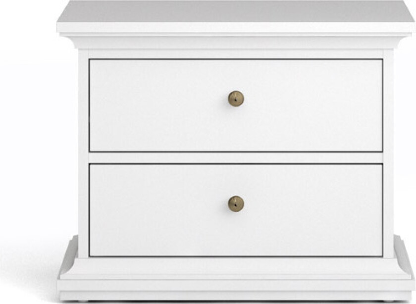 TWILUM Paris nattbord - hvitt tre, m. 2 skuffer
