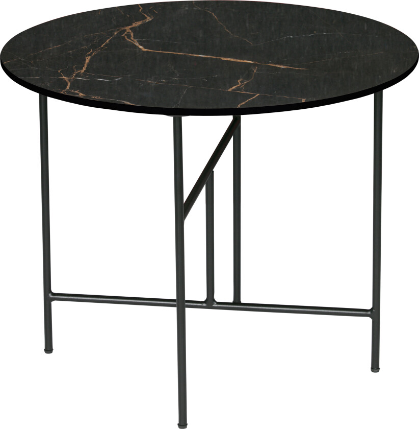 TRE EKSKLUSIVT Vida salongbord, sammenleggbart, rundt - sort porselen med marmorlook og svart metall (Ø60)