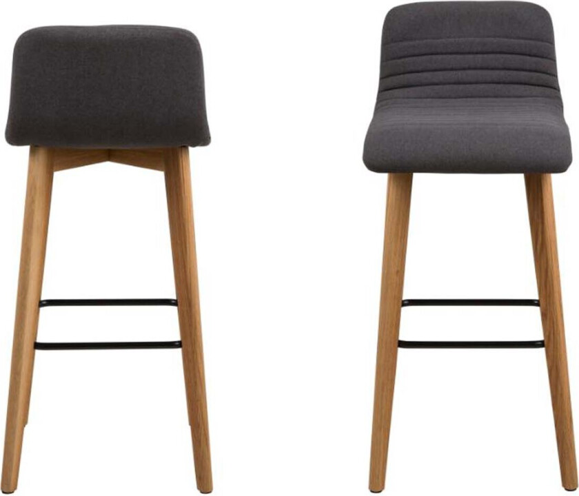 ACT NORDIC Arosa barstol, med ryggstøtte og fotstøtte - antrasittgrå polyester og naturlig eik