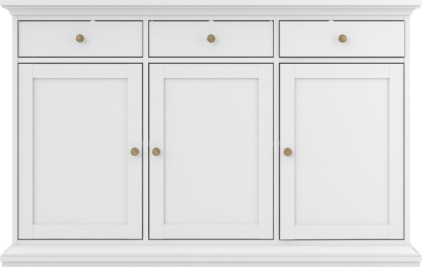 TVILUM Paris skjenk - Hvit tre, m. 3 skuffer og dører