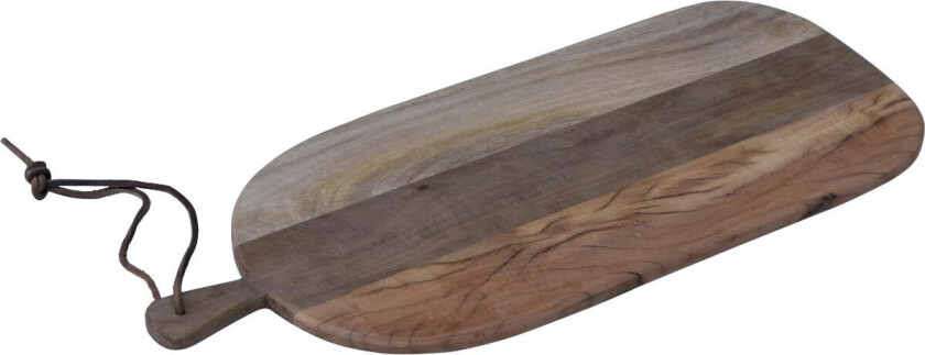 TRADEMARK LIVING avlangt skjærebrett, med lærrem - tre med patina (69x30)