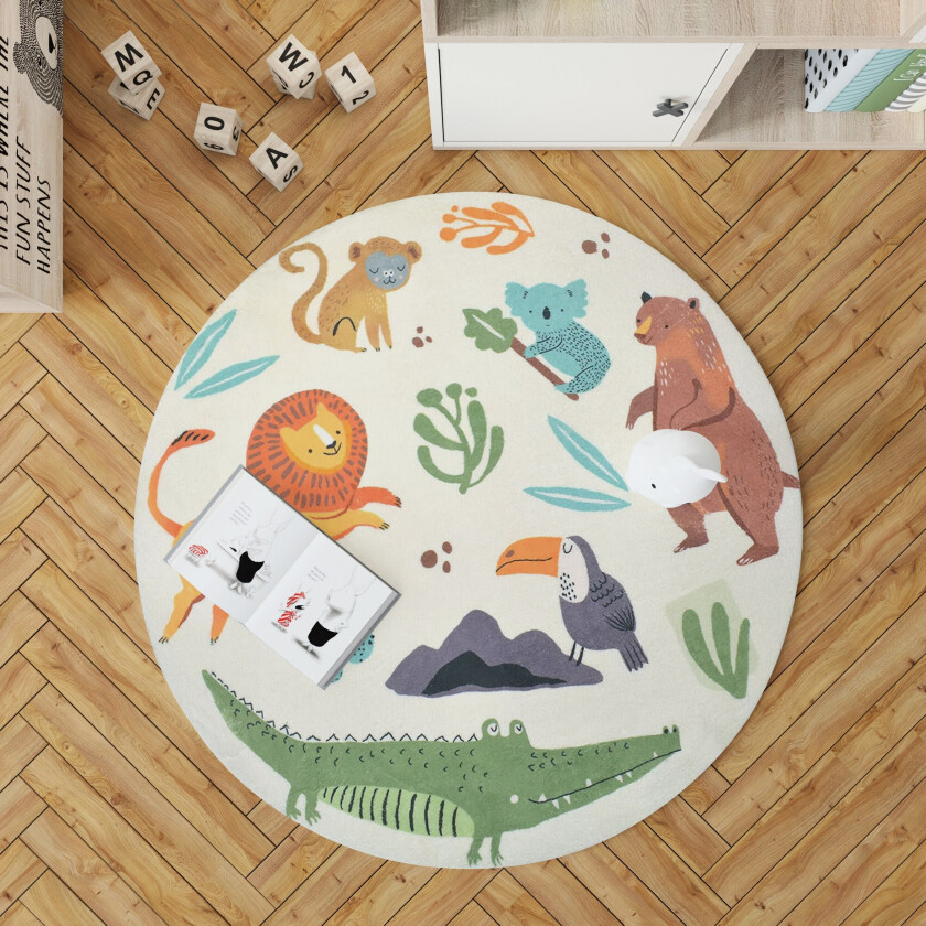 Bilde av TEPPI Woopamuk109 barneteppe, rundt - flerfarget bomull og polyester (Ø100)