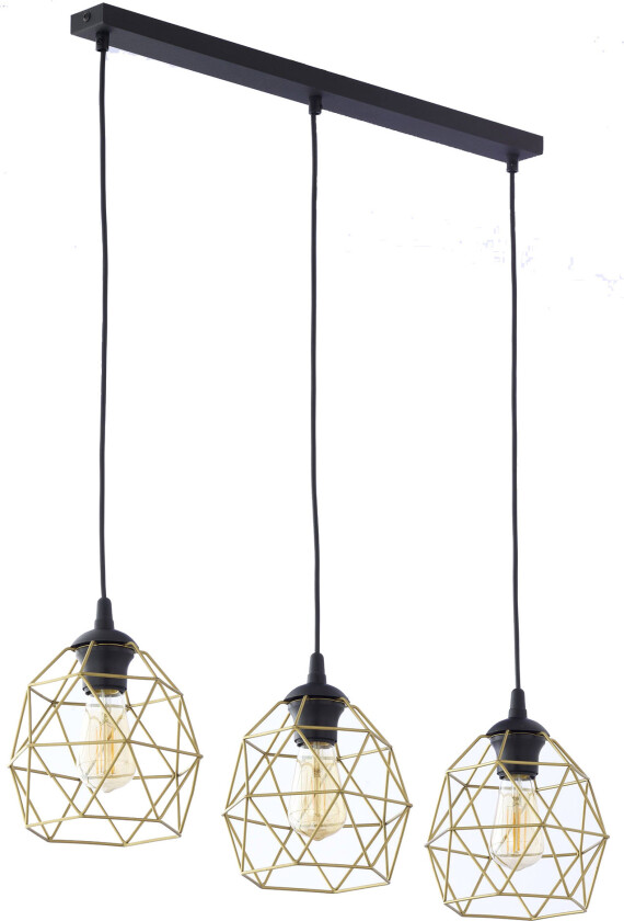 Galaxy loftlampe, m. 3 skjermer - gull og svart metall